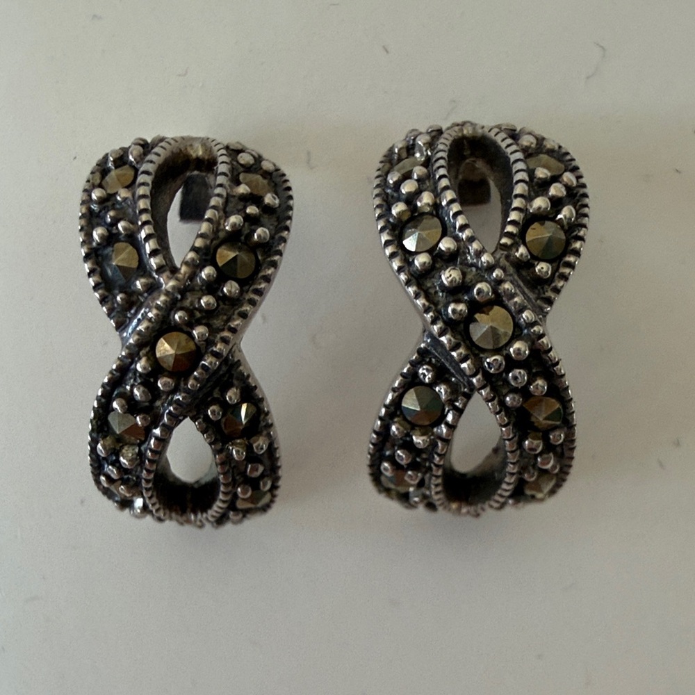 Marcasite & Sterling Silver Infinity Earrings
